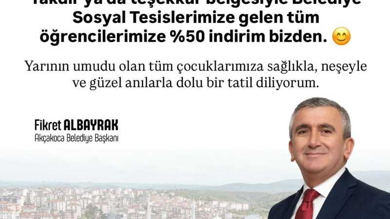 AKÇAKOCA BELEDİYESİ’NDEN ÖĞRENCİLERE KARNE HEDİYESİ