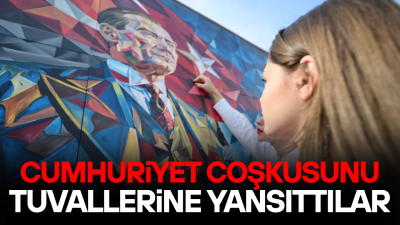 Düzce'de lise öğrencileri cumhuriyet coşkusunu tuvallerine yansıttı