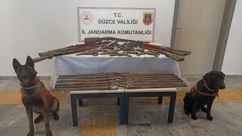 DÜZCE'DE ÇOK SAYIDA RUHSATSIZ SİLAH VE TÜFEK ELE GEÇİRİLDİ  