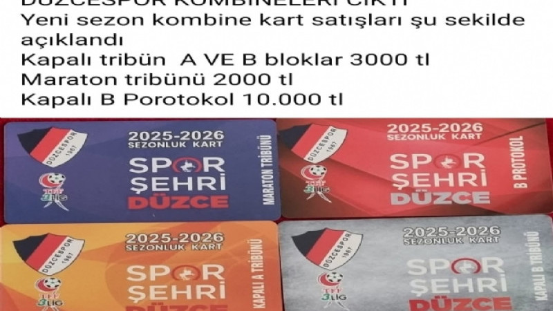 DÜZCESPOR KOMBİNELERİ SATIŞA ÇIKTI